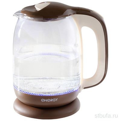 УЦЕНКА!! Чайник ENERGY E-281 1,7л, стекло, пластик корич. (порван короб)
