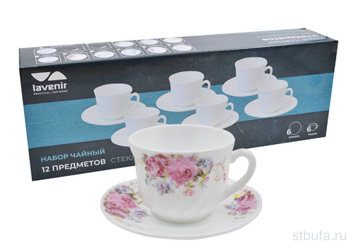 Чайный набор (12пр.) Lavenir 190 мл, 13,5 см HWB-190 A9-19010-1  Анабель  стеклокерамика