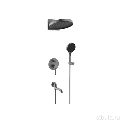 Встраиваемый смеситель для ванны GAPPO G7106-9 3-фун,излив-перекл. на лейку, латунь оруж.сталь (1/3)