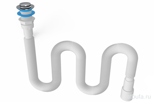 Сифон 1 1/2 х40/50 гофрированный (удлиненный), с механизмом click-cluck GCC120-1 Zegor (50)