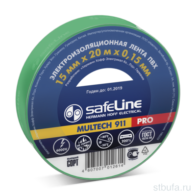 Изолента SAFELINE 15*20 зеленый (200)