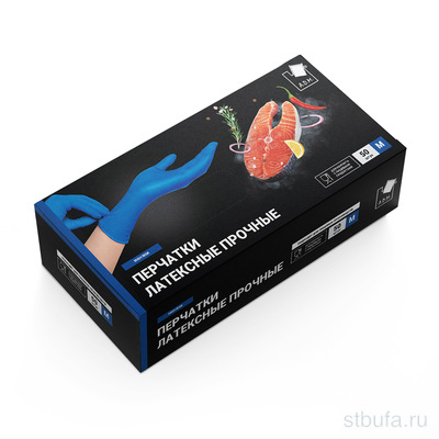Перчатки хоз. латекс. проч. А.D.M/GLOVES М, синие, (27гр) 25 пар в коробке арт.H