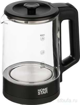 Чайник HOMESTAR HS-1008 1,8л стекло, черный