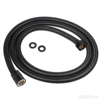 Шланг для душа, 150см, 1/2 (Имп)-1/2 (Имп), сталь, латунь, EPDM, антитвист, черный RAIN (1/50)