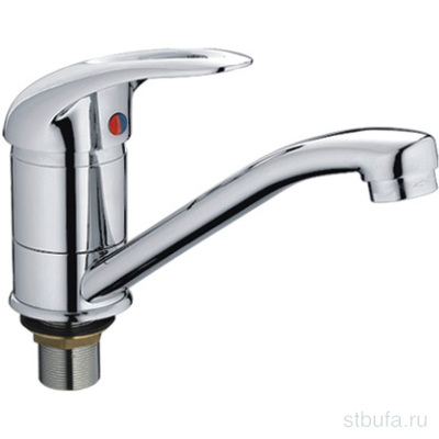 Смеситель для кухни LEDEME L4502B-2 средний излив с гайкой, цинк, хром (1/10)