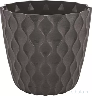 Горшок для цветов 0,65л, D115мм, горький шоколад InGreen Wave с дренажной сеткой и съемным поддоном 