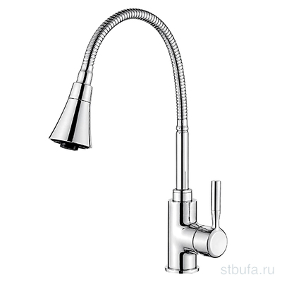 Смеситель для кухни LEDEME L4199 с гибким изливом и гайкой, латунь, хром (1/10)