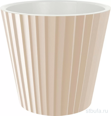 Горшок для цветов InGreen Sand D320мм, 15,8л c дренажной вставкой, на колесиках молочный шоколад								