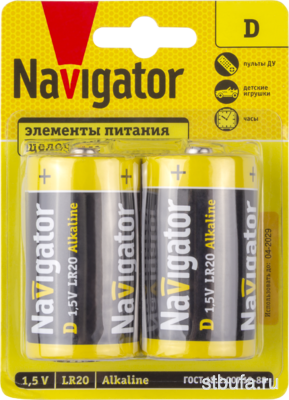 Элемент питания (батарейка) Navigator NBT-NPE-LR20-BP2 (уп.-2шт.) 2/12/96