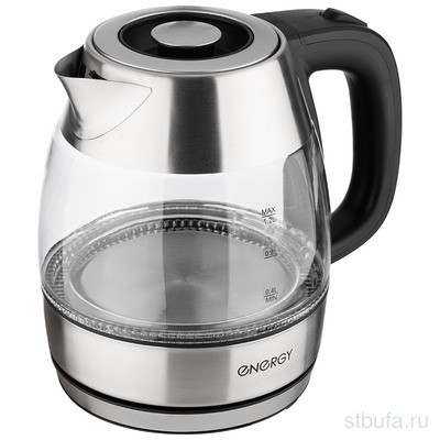 Чайник ENERGY E-222 (1,2 л), стекло, пластик, цвет черный