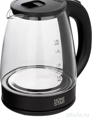Чайник HOMESTAR HS-1099 1,8л, стекло, пластик, черный