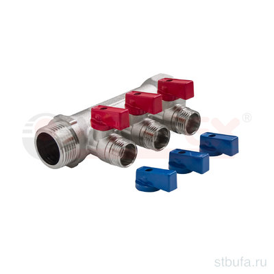 Коллектор с отсекающими кранами, 3/4 х3 вых. 1/2  нар. VALFEX (28) К