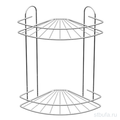 Полка для ванной угловая 2-х ярусная радиальная мелк. оц.