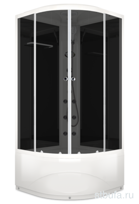 Душ кабина DOMANI-Spa Delight SLIM 99 high С КОРОБКОЙ,высокий поддон,черные стенки,стекло тонированное,радио,кнопочный блок управления,вертикальный гидромассаж,90*90*218см. С ЭЛЕКТРИКОЙ