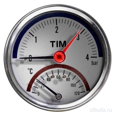Термо-манометр аксиального подключения 1/2  - 4 барTIM