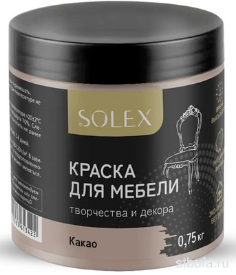 Краска для мебели SOLEX цв.КАКАО 0,75 банка ПЭТ/6