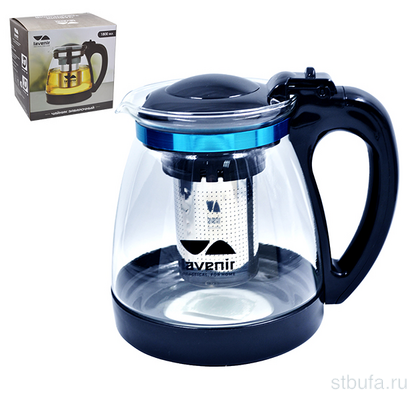 Чайник заварочный Lavenir 1800 мл, 8057-1800BLK стекло, пластик, нержавеющая сталь
