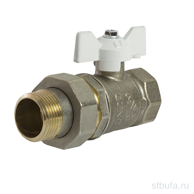 Кран шар. американка 1/2'' бабочка БЕЛАЯ DN15 PN 40 LD PRIDE (19)