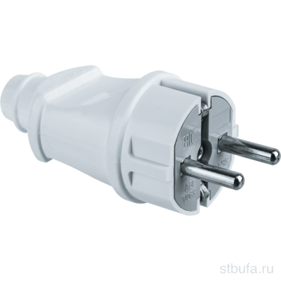 Вилка электрическая Navigator прямая 16А, с/з, белая IP20  NСА-PL02-16А-Е-WH