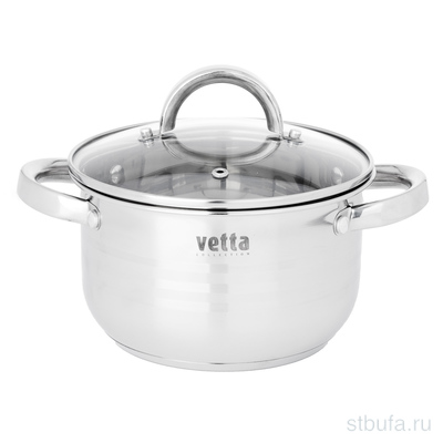 Кастрюля 20х11,5см, 2,9л со стекл.крыш.,индукция VETTA Фултон