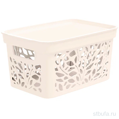 Корзинка 274*197*140мм с крышкой  5,5л, Leaves арт. С83600,С83601														