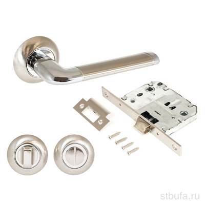 Комплект ручка+ защ с фикс АЛЛЮР АРТ  ПОЛО  SN/CP+L7050S SN+BK-R1 SN (1582/S7050) мат.никель/хром (20)