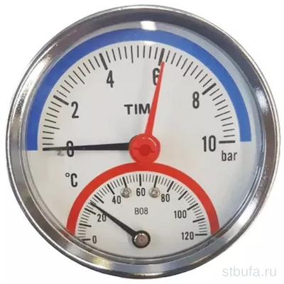 Термо-манометр аксиального подключения 1/2  - 10 барTIM
