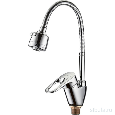 Смеситель для кухни LEDEME L4304 с гибким изливом и гайкой, латунь, хром (1/10)