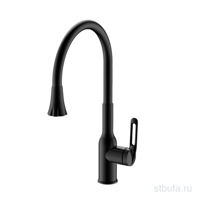 Смеситель для кухни, гибкий силиконовый излив,  нерж. сталь VALFEX Sagittarius Steel Black (10)