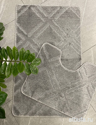 Комплект ковриков в ванную My Crystal ПЛИТКА 60*100 и 50*60 цвет СЕРЫЙ РОМБ