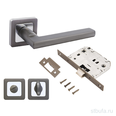 Комплект ручка+ защ с фикс АЛЛЮР АРТ  ВЕНСАН  MBN+L7050S MBN+BK-S1 MBN (2640/S7050) графит (20)