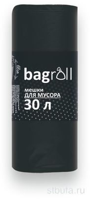 Пакеты д/мусора ПНД 30л. 30шт. черные  БЭГ РОЛЛ  (100)