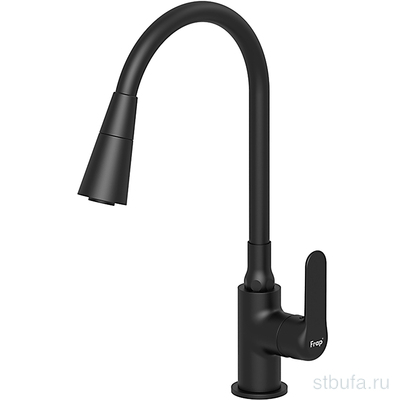 Смеситель FRAP кухня F4417-6 гибкий излив, латунь, черный, крепл. гайка (1/10)