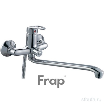 Смеситель FRAP ванна шар. 40мм изогнутый нос перек.душа в корпусе F2239-В (1/10)