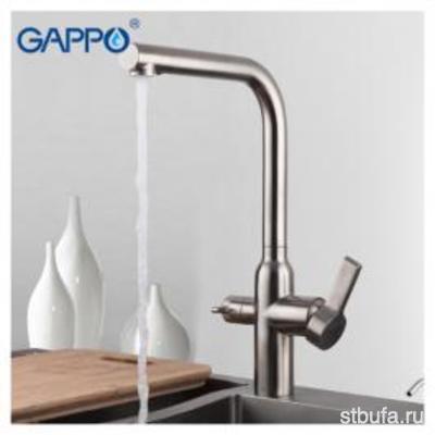 Смеситель GAPPO для кухни с подключ. фильтра G4399-4, нерж сталь, сатин (1/8)