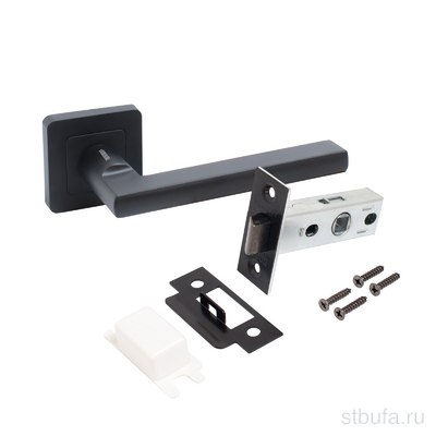 Комплект ручка и защелка АЛЛЮР АРТ  ВЕНСАН  BL+L45-8 BL (26150/S45) матовый черный (20)