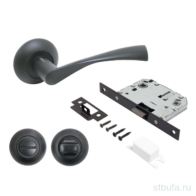 Комплект ручка+ защ с фикс АЛЛЮР АРТ  ОСКАР  BL+L7050S BL+BK-R1 BL (13150/S7050) матовый черный (20)