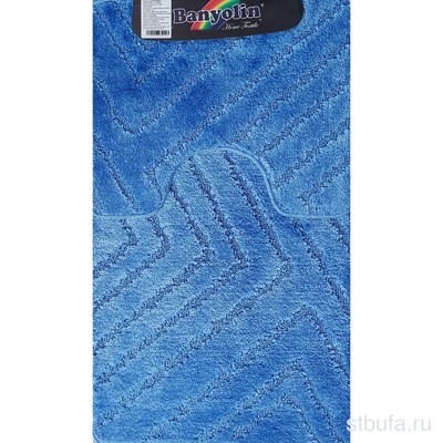 Коврик  в ванную САНАКС - CLASSIC UNI ПОЛОСКИ двойной СИНИЙ 55х90 + 45х55 см   100%   полиэстер
