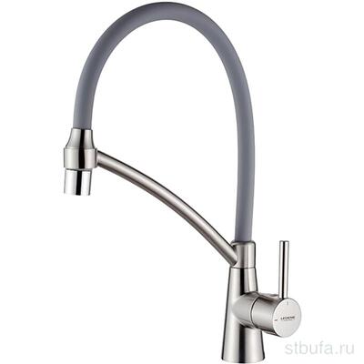 Смеситель для кухни LEDEME L4399A-9 с силиконовым изливом, латунь, серый+сатин (1/10)