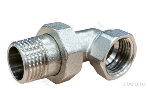 Соединитель 1/2'' угловой внур/нар. ЛАТ/НИКЕЛЬ Ду15 американка SantechSystems (10)