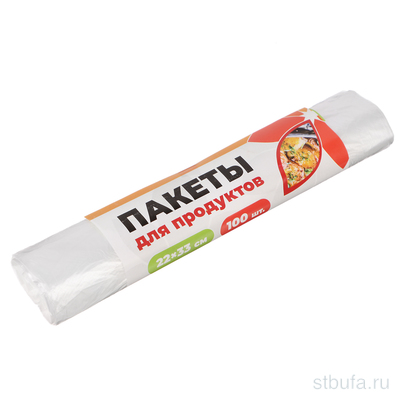 Пакеты для продуктов, 100шт, 22x33см, 6 мкм, в рулонах VETTA