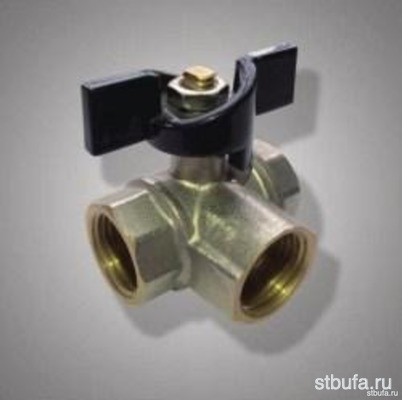 Кран шар.  трехходовой угловой  FR217-1/2F*1/2F*1/2F бабочка FRAP F217.04 (15/90)