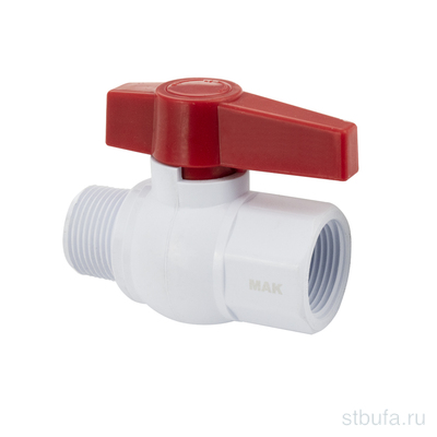 Кран шаровой МАК 475  1  п/м ручка полипропиленовый из ABS - пластика (100)