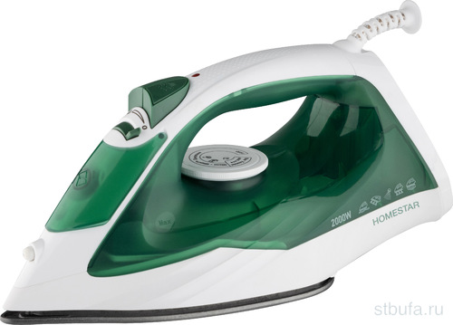 Утюг HOMESTAR HS-4008 бело-зеленый (2000Вт, пар, тефлоновая подошва, антинакипь)