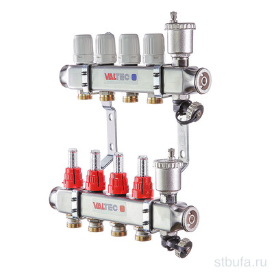 Коллекторная группа 1''х8 вых.Евроконус 3/4 со встр.расх.в сборе нерж, VALTEC