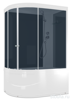 Душ кабина DOMANI-Spa Delight SLIM 128 high R С КОРОБКОЙ,высокий поддон,черные стенки,стекло тонированное,120*80*218см,АКРИЛ