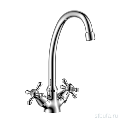 Смеситель двуручный для кухни ROSSINKA Y02-71 с поворотным изливом 260мм, хром(1/12)