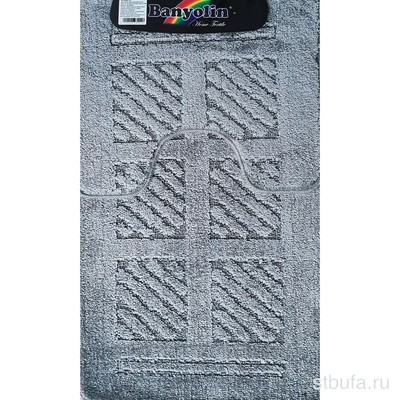 Коврик  в ванную САНАКС - CLASSIC UNI КВАДРАТЫ двойной СЕРЫЙ 55х90 + 45х55 см   100%   полиэстер