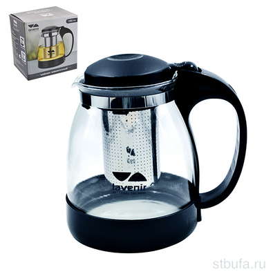 Чайник заварочный Lavenir 1300 мл, 8024-1300BLK стекло, пластик, нержавеющая сталь
