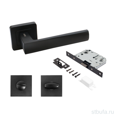 Комплект ручка+ защ с фикс АЛЛЮР АРТ  КОЛОМБО   BL+L7050S BL+BK-S1 BL (23150/S7050) мат. черный (20)
